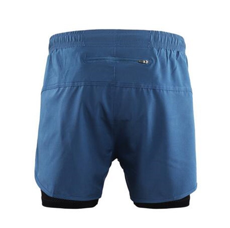 ARSUXEO Sport Fietsbroek Mannen 2 In 1 Marathon Sportbroek Sneldrogend Ademende Fietsbroek Met Ritsvak: Blauw / XXL