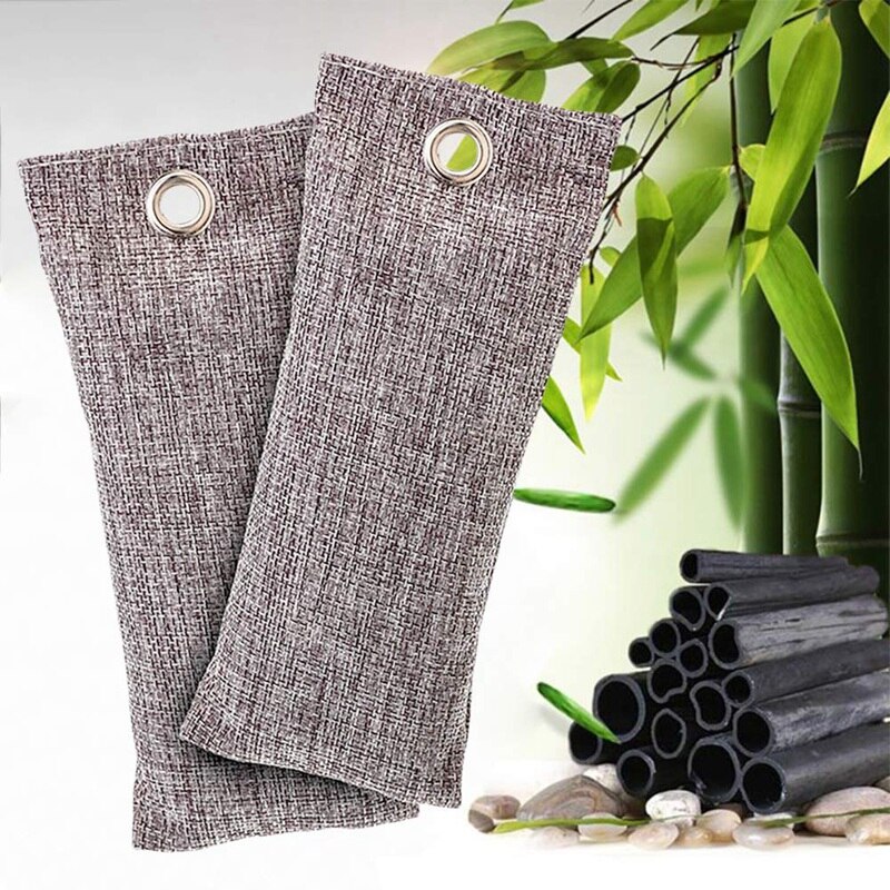 ! 2 Pack Bamboo Charcoal Air Purifying Bag 50G & 4 Pack Activated Bamboo Charcoal Bag Odor Remover 200G