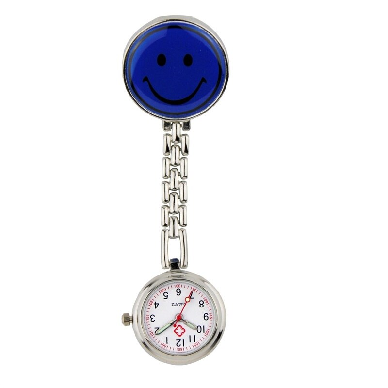 10 unids/lote unisex popular mujeres enfermera sonrisa relojes de bolsillo Hospital hombre Doctor hombre clip colgante Relojes: Azul