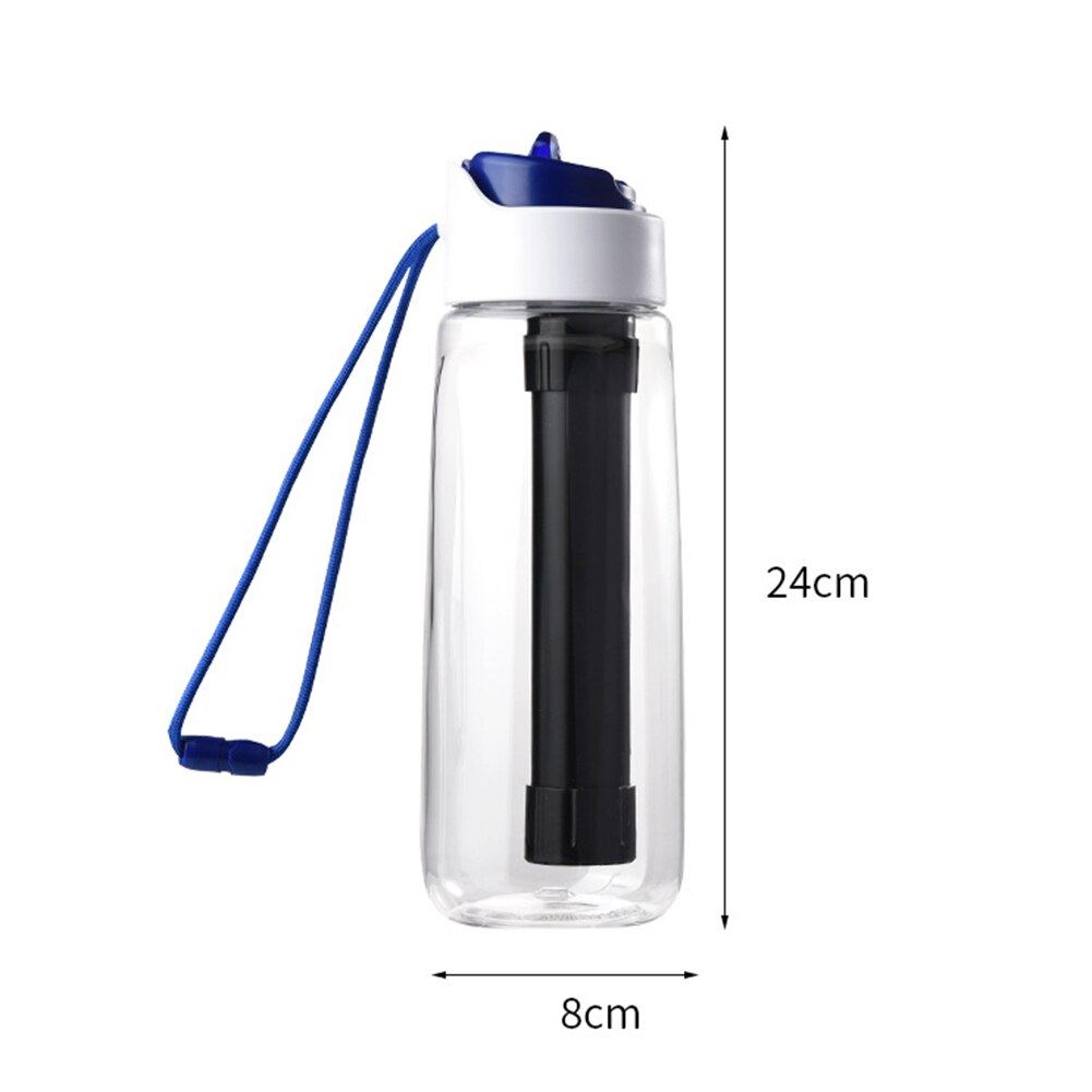 Taza de filtro de paja de gran capacidad, equipo de supervivencia para acampar y senderismo al aire libre, purificador de agua de emergencia, botella de bebida para beber, 750ml