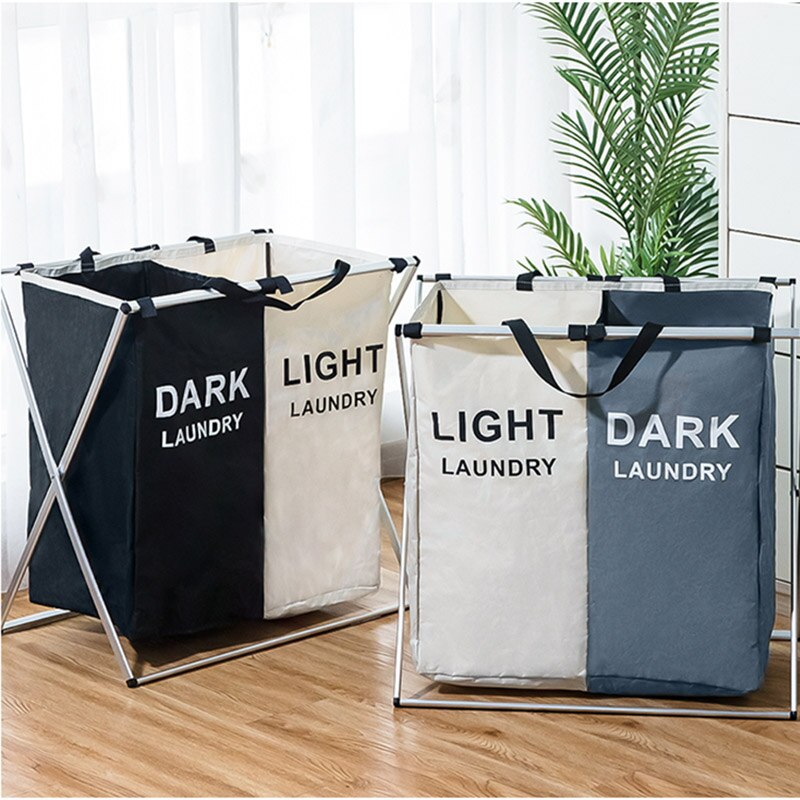 Household Foldable Dirty Laundry Basket Storage Box Printable Foldable Three Grid Laundry Basket Sorter Laundry Basket Large