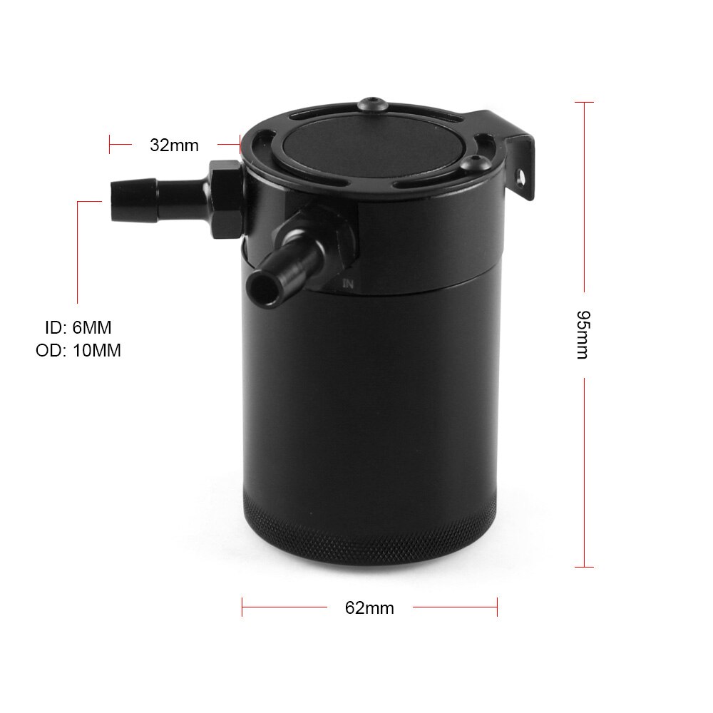 Tanque de captura de aceite Universal, accesorio compacto con volantes, depósito de aluminio de 2 puertos, piezas de tanque de combustible, tetera transpirable de dos agujeros