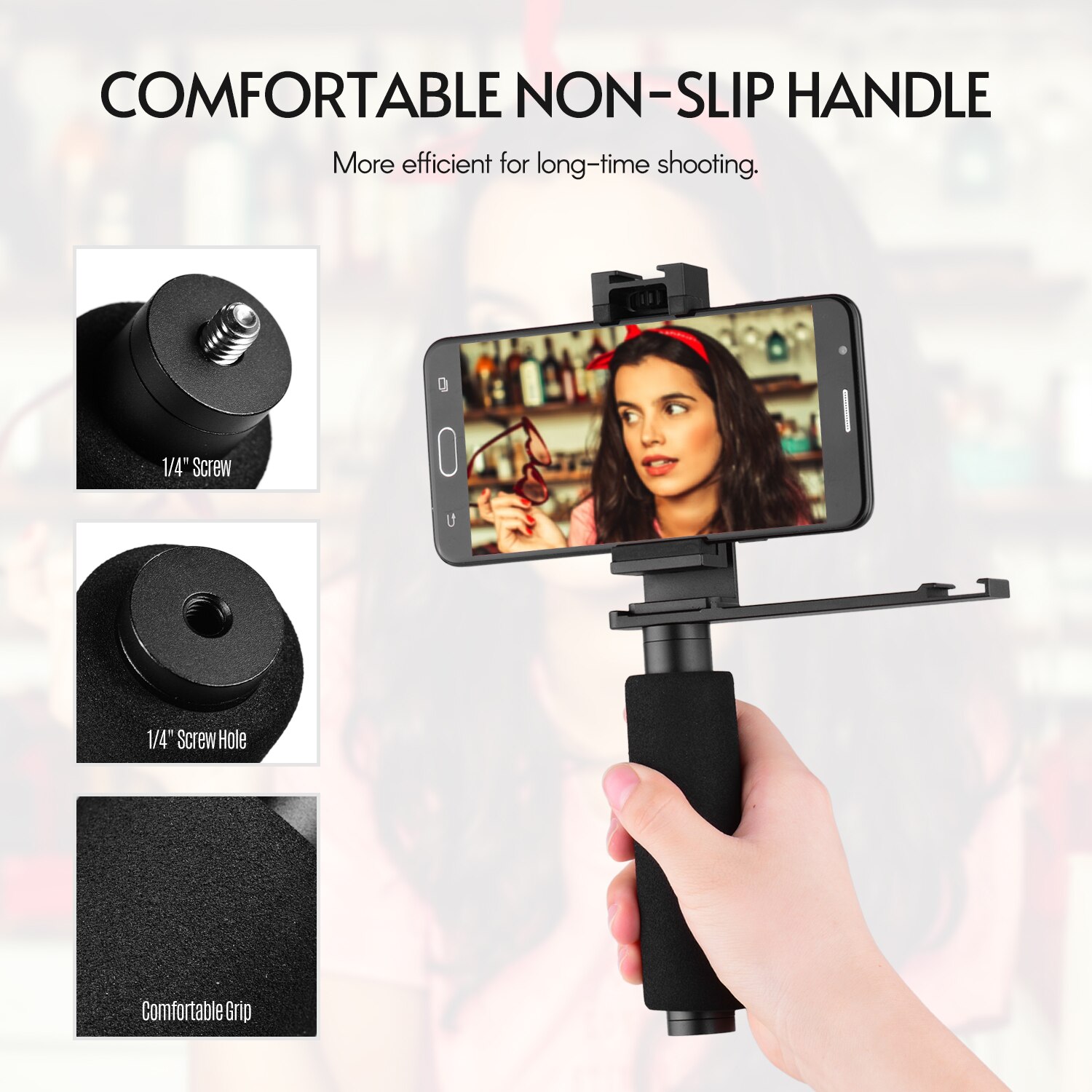 Andoer Smartphone Vlogging Hand Grip Mobile Phone Video Recording Holder Handle Stabilizer Cellphone Clamp With 1/4" screw