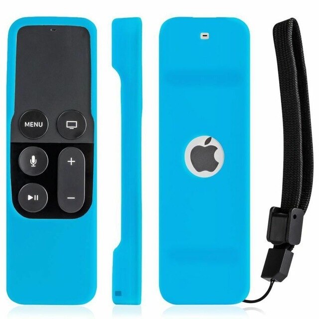 Fjernbetjeningsdæksler til æble  tv 4k 4th gen farverig fjernbetjening silikone blød beskyttende hud cover cover: Blå