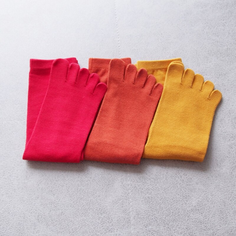 Chaussettes Tube longues à cinq doigts pour femmes, Simple, couleur unie, doux, respirant, orteils séparés, bonneterie en coton, automne décontracté