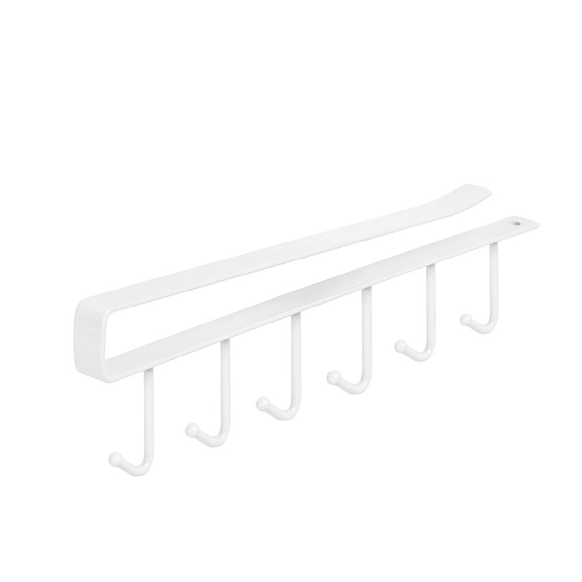 6 ganci in Metallo Sotto Mensola Tazza di Tazza di Armadio Da Cucina Organizzatore sospeso titolare cremagliera in Ferro Battuto Senza Soluzione di Continuità Chiodo-Gancio libero: bianca