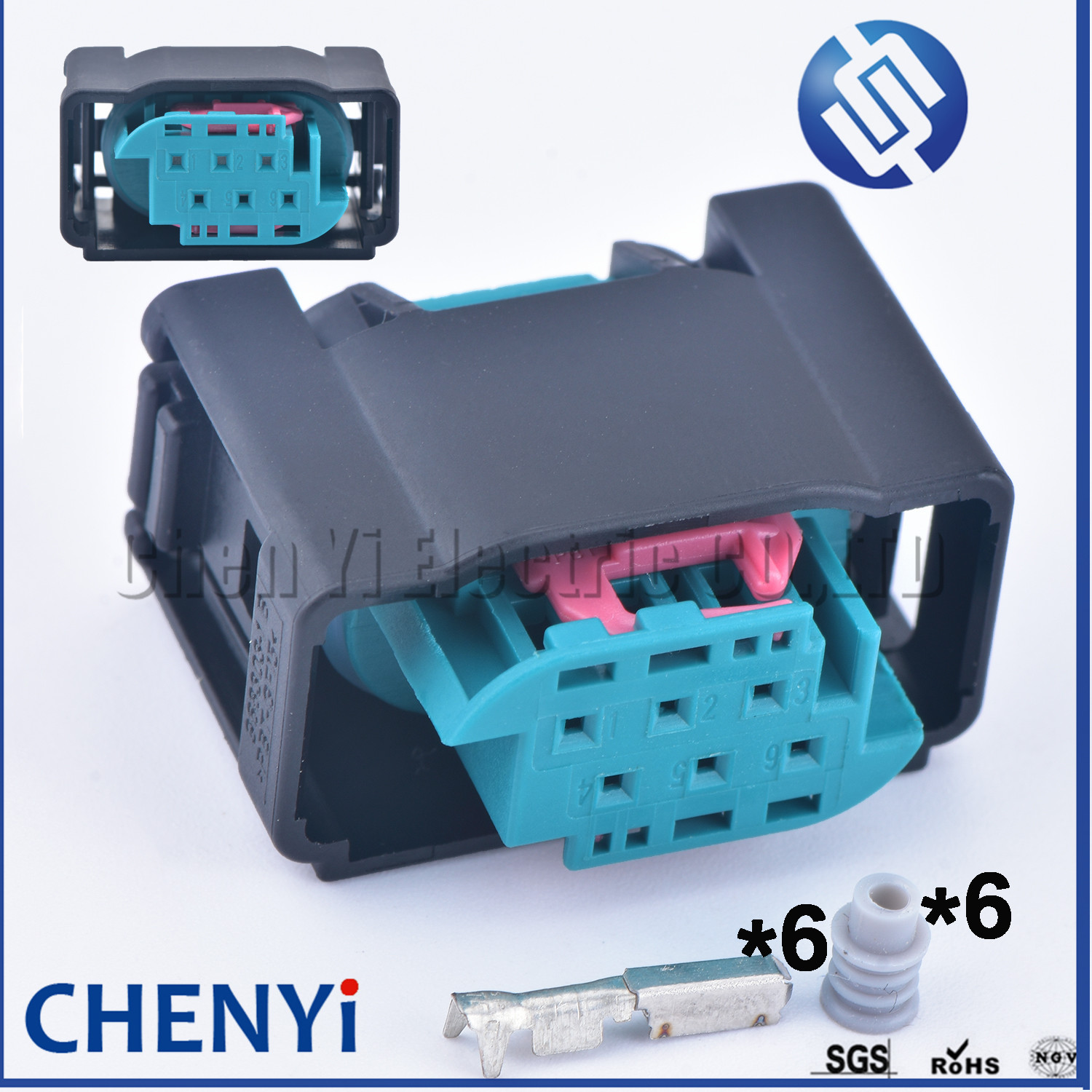 Conector impermeable automotriz de 6 pines Conector del sensor de válvula de acelerador 1- 967616 -1 Enchufe del pedal del acelerador 9- 967616 -1 Para Benz BMW: Verde militar