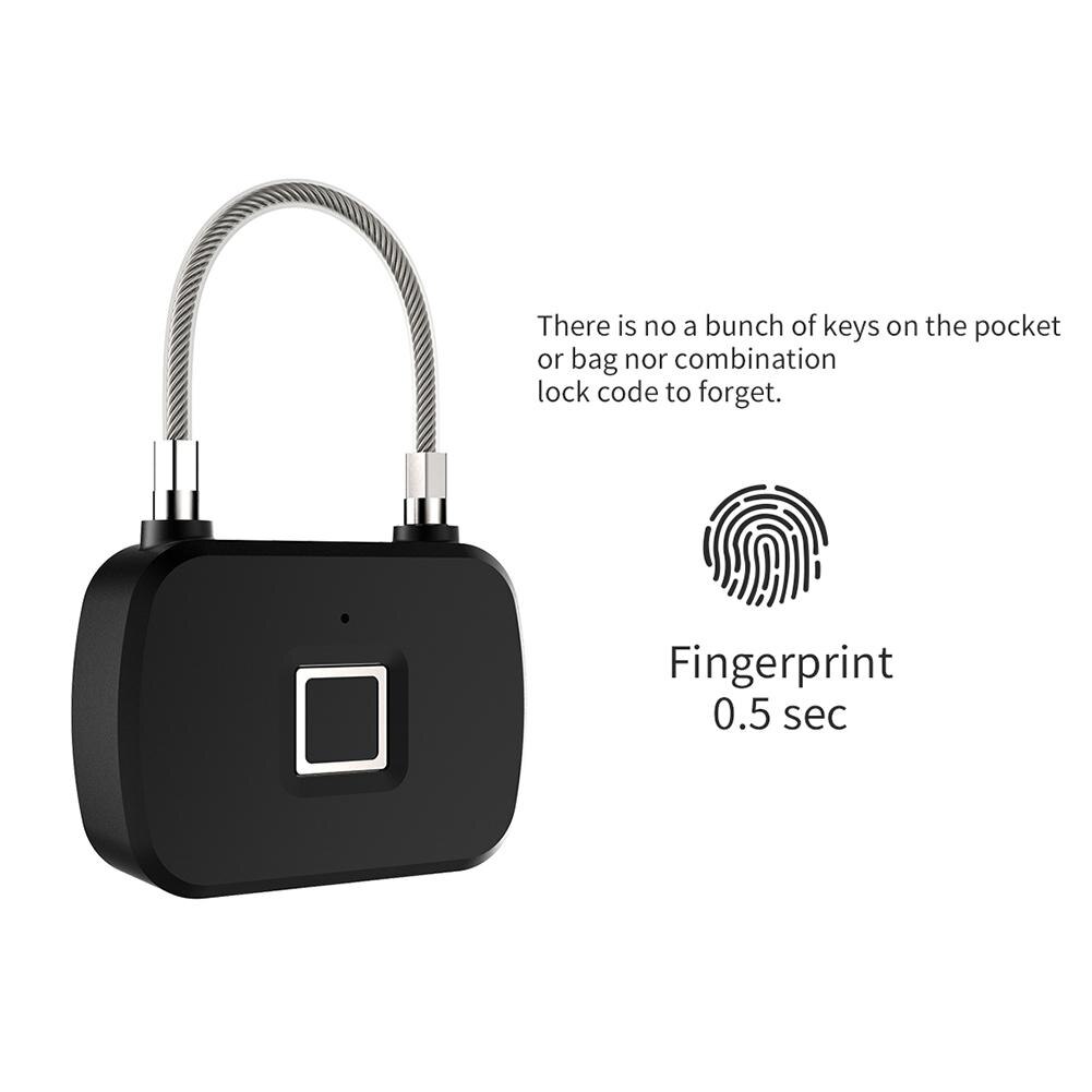 Fingerprint Lock Smart Keyless Anti-Theft Padlock For Travel Suitcase Bicycle R20