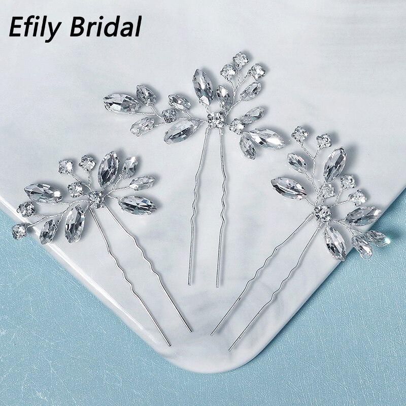 Horquillas para el pelo para mujer, accesorios para el cabello de boda con diamantes de imitación, horquilla, tocado de novia, joyería para , de dama de honor, 3 unids/lote