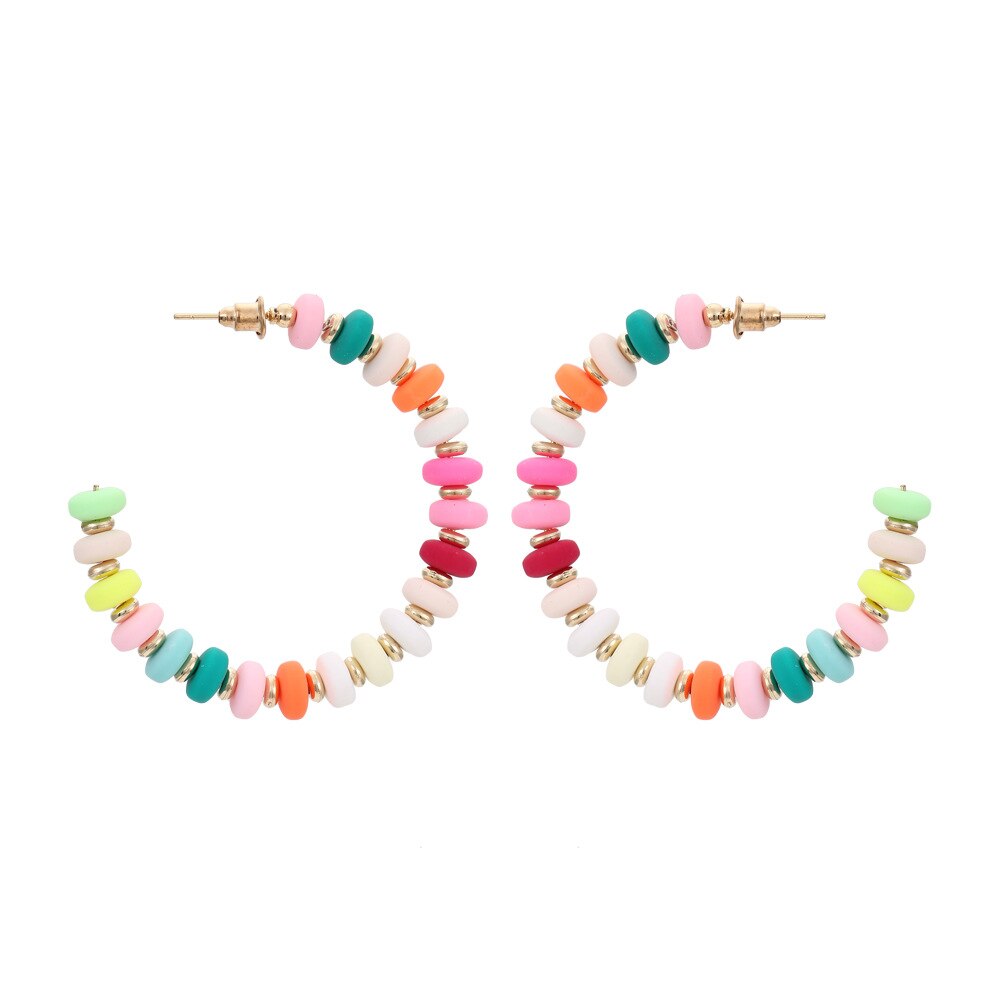 Bohemian Colorful Beads Hoop Earring For Women Girls Brand Imitation Pearl Stone Earring Jewelry Brincos: 03