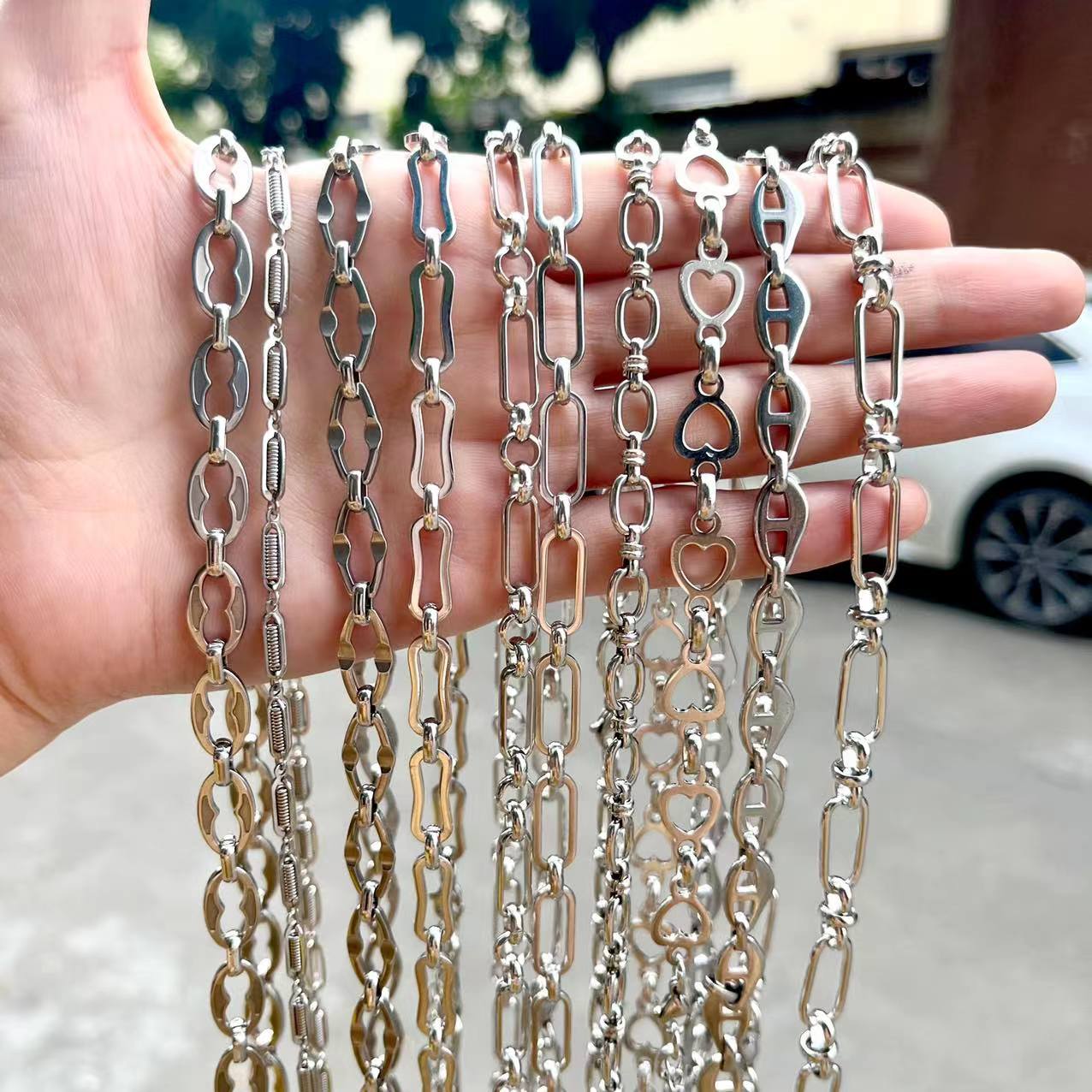 Stainless Steel Chains Hand made Link Necklaces Silver Color Jewelry Never Rub Off Choker