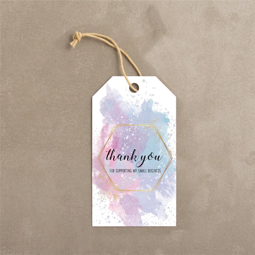 50pcs Watercolor Thank you Tags paper Lables Decor Hang Tags Thank you card wedding party DIY Crafts Label: Style 2