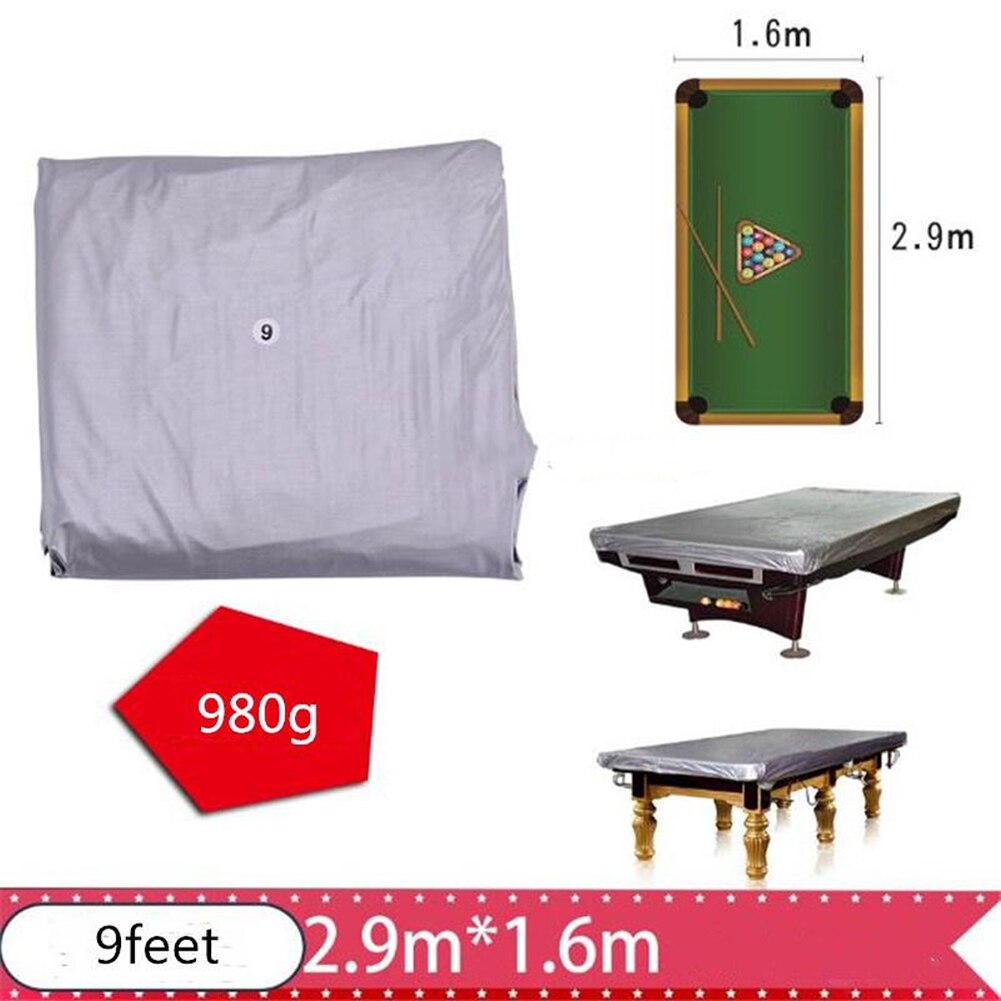 Kraftigt solidt komplet pooltilbehør pvc støvtæt vandtæt billardbordsdæksel snooker rip modstand med snøre