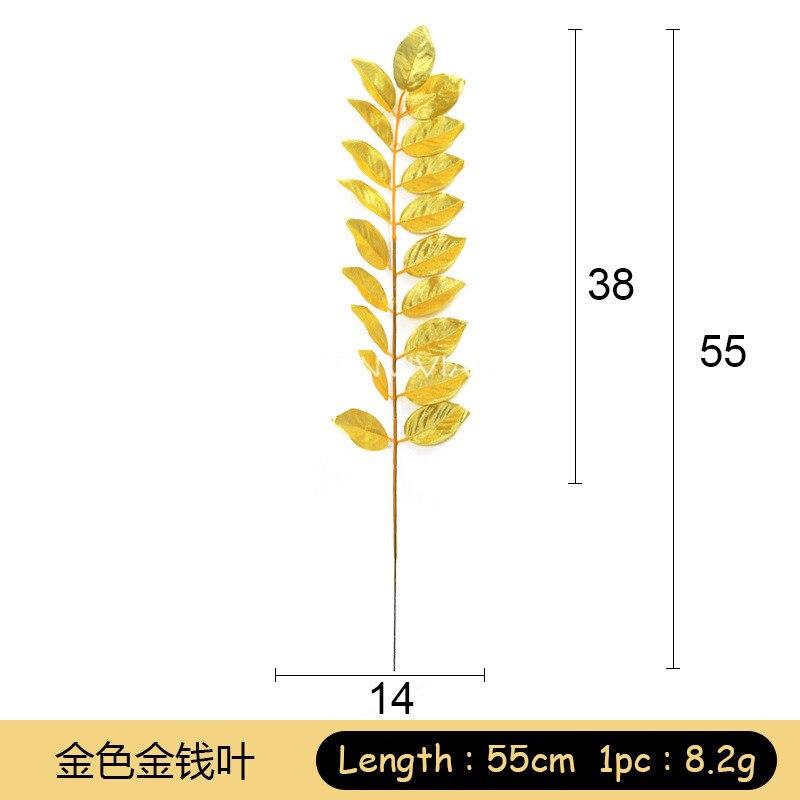 1pc Goud Kleur Bladeren Rotan Bruiloft Decoratie Kunstmatige Planten Doek Nep Monstera Leaf Muur Home Decor Feestartikelen: 55 Leaf