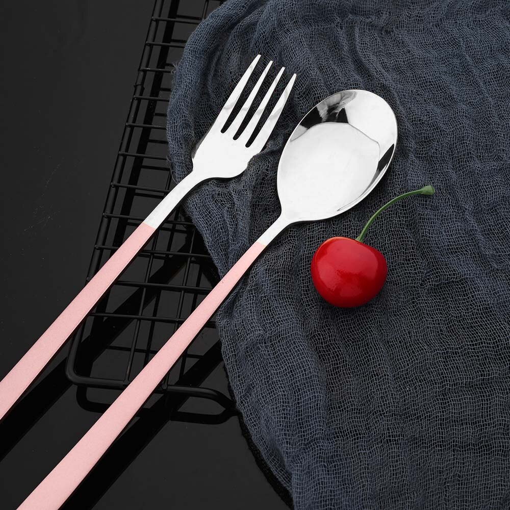 Pink Silver Dinnerware Cutlery Set 304 Stainless Steel Tableware Steak Knife Fork Dessert Spoon Flatware Silverware Set For Home