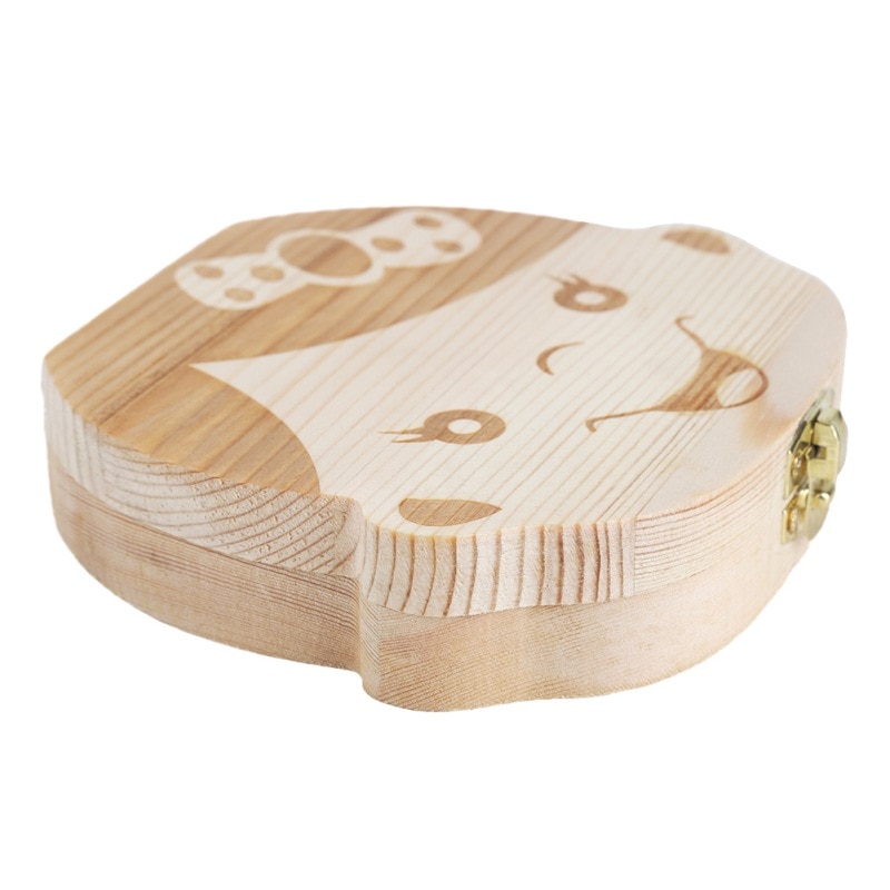 FashionBaby Tand Aandenken Doos, Houten Tand Melktanden Saver Dozen Container Voor Kind Kids eerste tand en krul aandenken