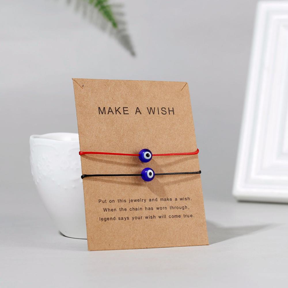 Red Black Rope Chain Combination Bracelet With Card Love Resin Blue Eye Pendant Bracelet Couple Friend Adjustable Bracelet: 5