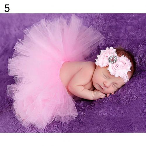 Pasgeboren Baby Meisjes Mesh Strik Tutu-Jurk Prinses Rok Babies Accessoires Pasgeboren Fotografie Props Baby Shower: Roze