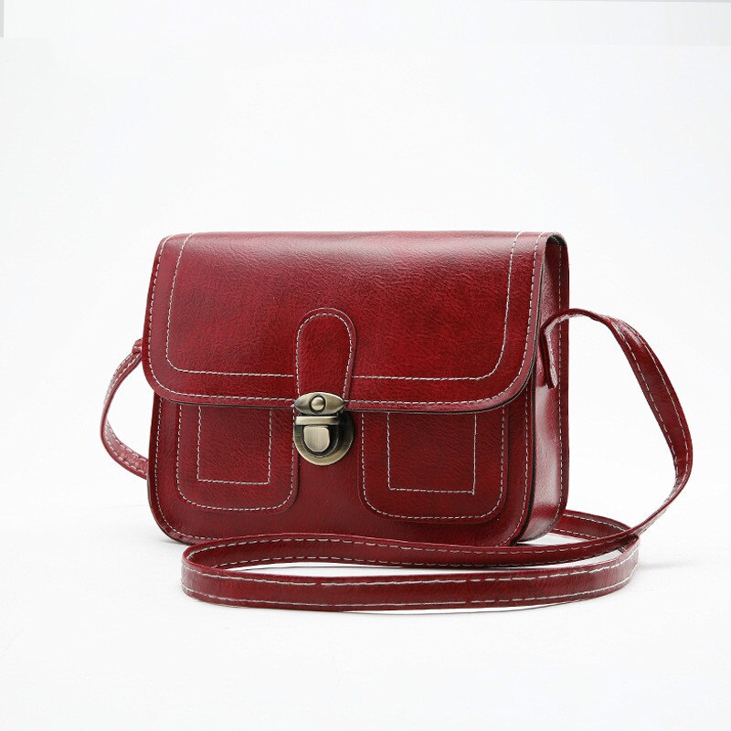 2020 nova primavera feminina sacos de moda cor sólida saco feminino atacado retro ombro mensageiro saco do telefone móvel pequeno saco: Wine Red