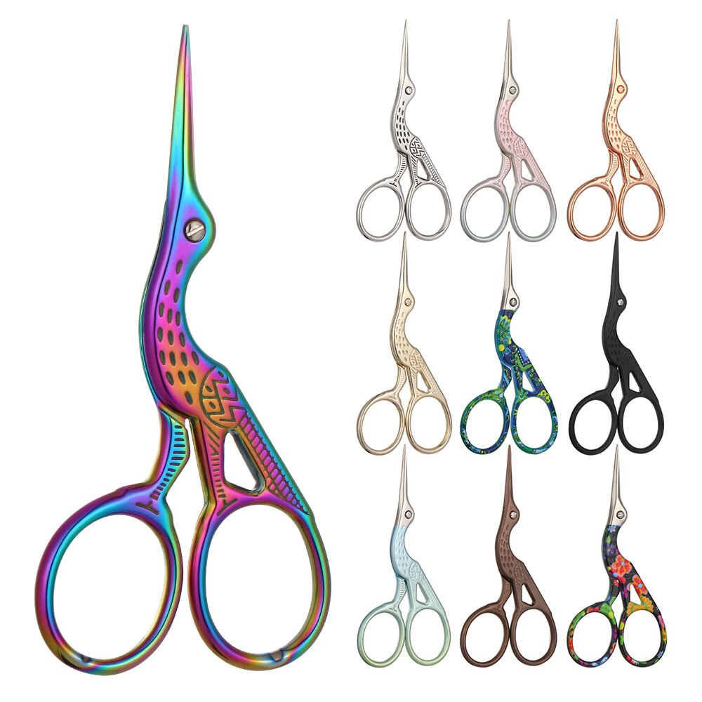 Classic Retro Embroidery Scissors European Crane Small Cross Stitch Sewing Crane Tailor Scissors Office Home Craft Cutting