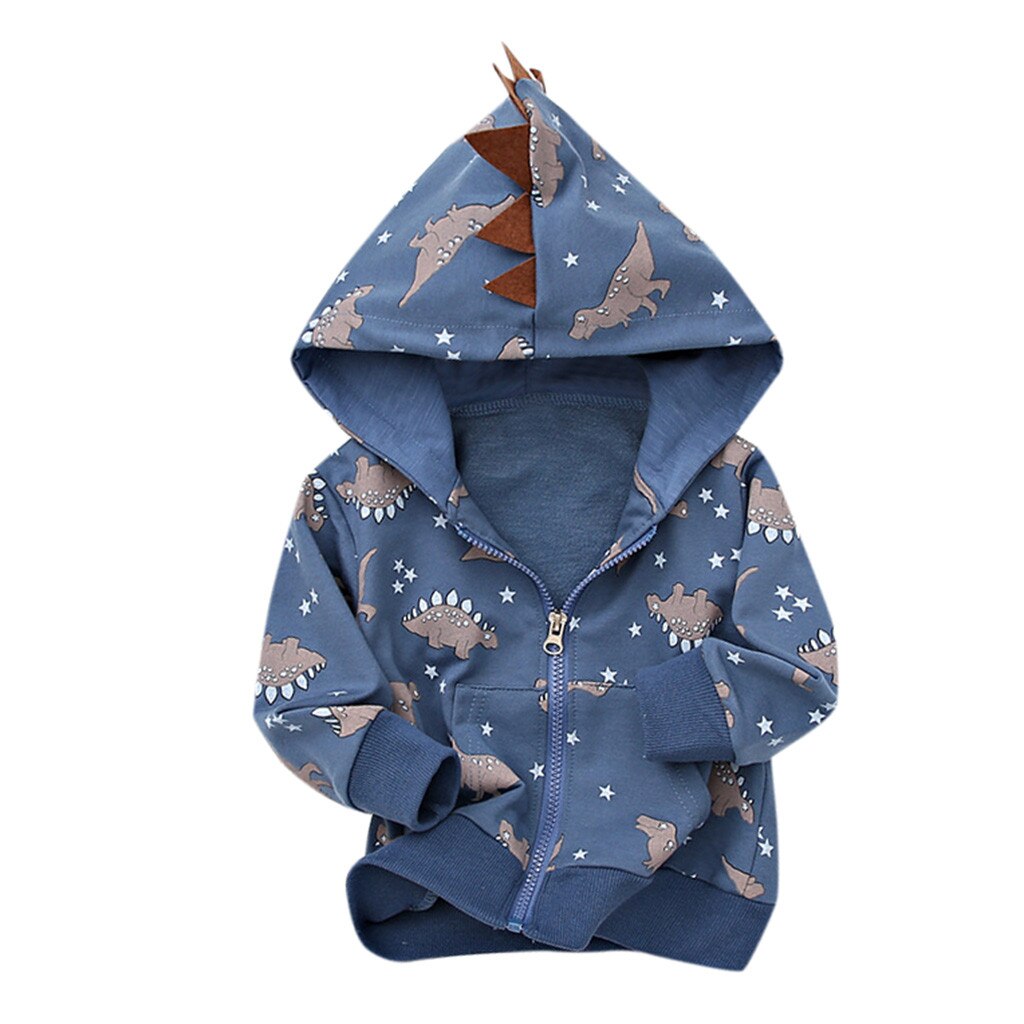 Peuter Kids Boy Baby Girl Lange Mouwen Pocket Cartoon Rits Jas Hooded Uitloper Mode Katoen kids jassen куртка для девочки: Blue B / 18m
