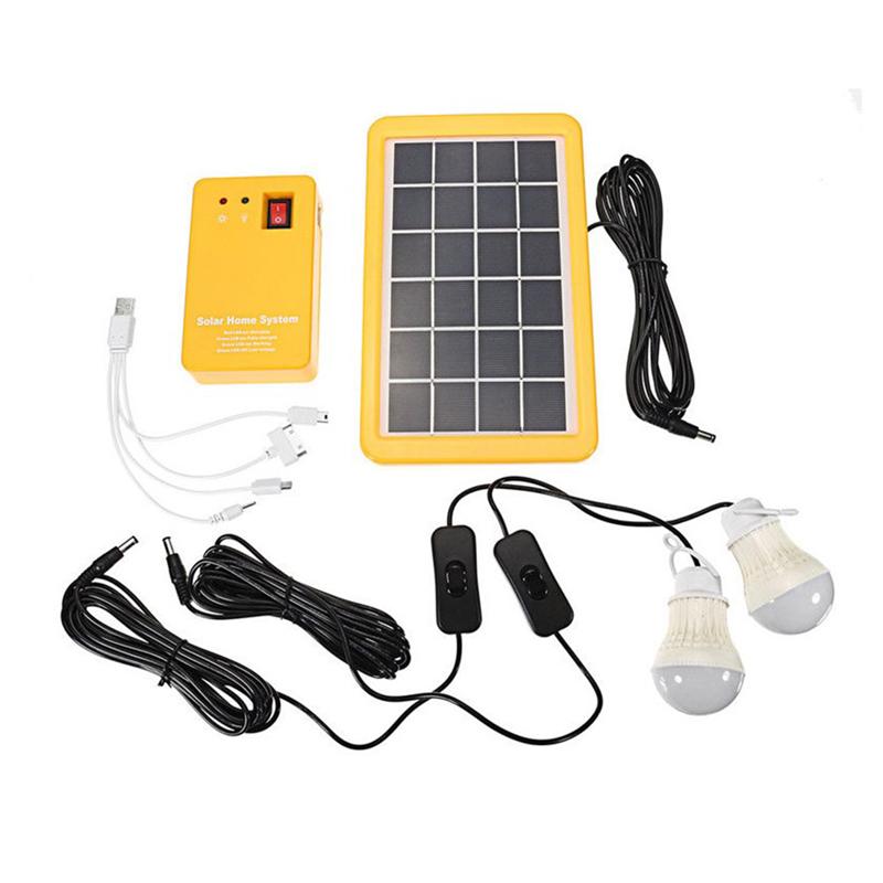 Outdoor Portable Solar Home System Kit DC Solar Panel Power Generator LED Light Bulbs Solar Camping Lighting System with USB Cha: Default Title