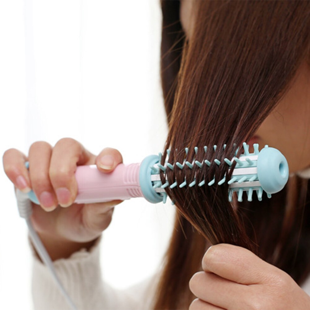 2 in 1 Mini Electric Hair Curler Roller Curling Iron Brush Rotating Hair Styling Tools Travel Hair Curler Comb