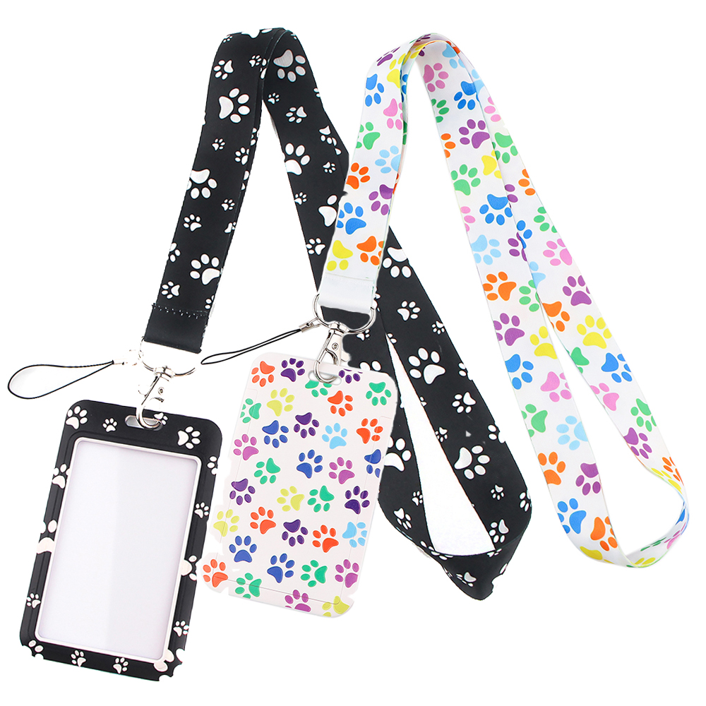 DZ1404 Dog Paw Print Lanyards for Key Neck Strap lanyard card ID Holder Gym Key Chain Key Badge Holder DIY Hang Rope Key Rings