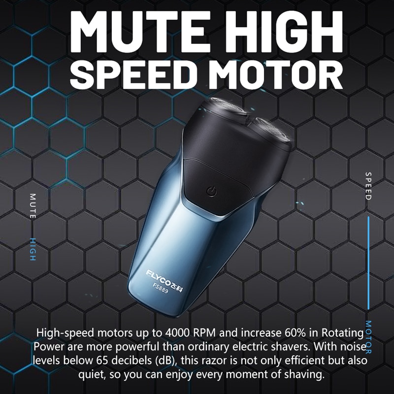 Flyco ipx 7 elektrische waterdichte scheermes, intelligente nat-droog baardtrimmer, afwasbaar scheerapparaat voor mannen, 3d type c, usb, snel opladen