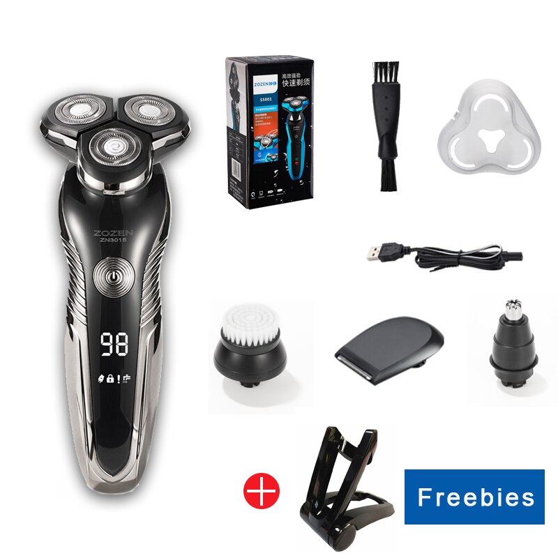Electric Razor zozen Electric Shaver Rechargeable Shaving Machine for Men Beard Razor Wet-Dry Dual Use Water Proof Fast Charging: ZN3015-2