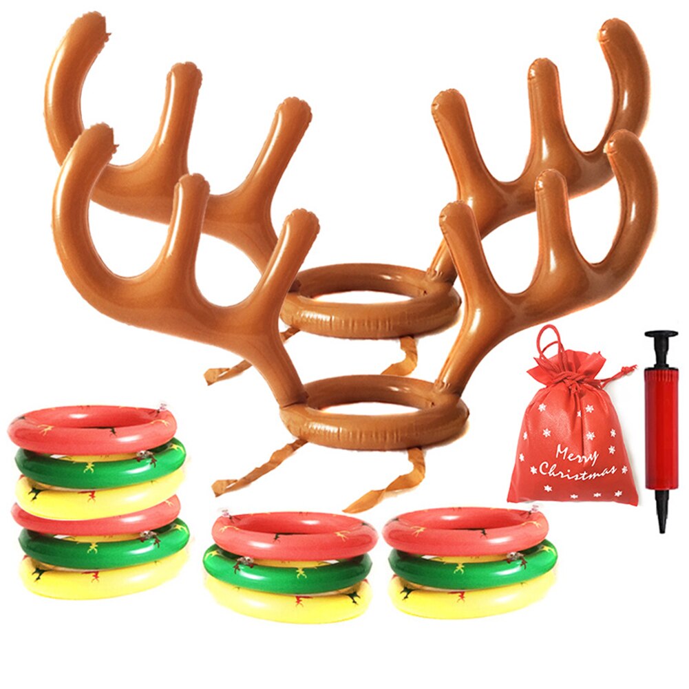Opblaasbare Kerstman Grappig Reindeer Antler Herten Hoed Ring Toss Kerstvakantie Party Game Speelgoed Gooien Cirkel Speelgoed Party: C