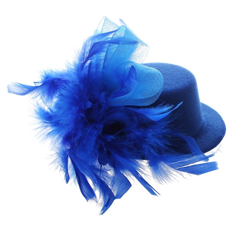 1 st organza slöja folie hatt mini topp hatt hårklämma & 1 st organza vår hatt hatt hårklämma blå