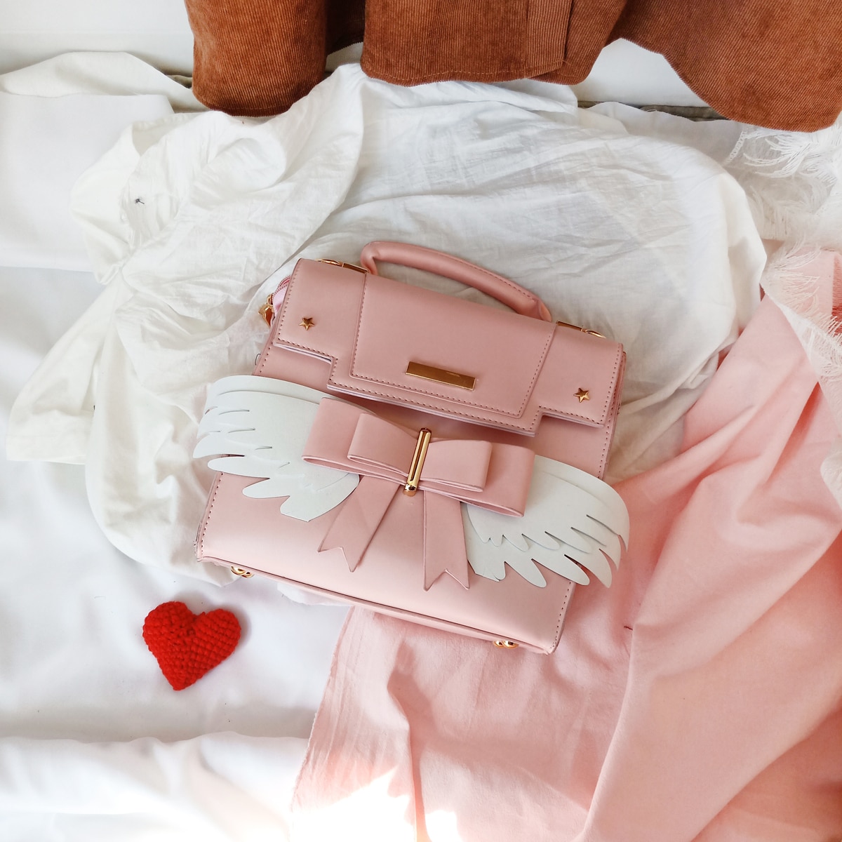 mignon Lolita ailes arc Pu fille sac à bandoulière sac à main bandoulière Messenger sac femmes Bat sac Bolsa sac fourre-tout
