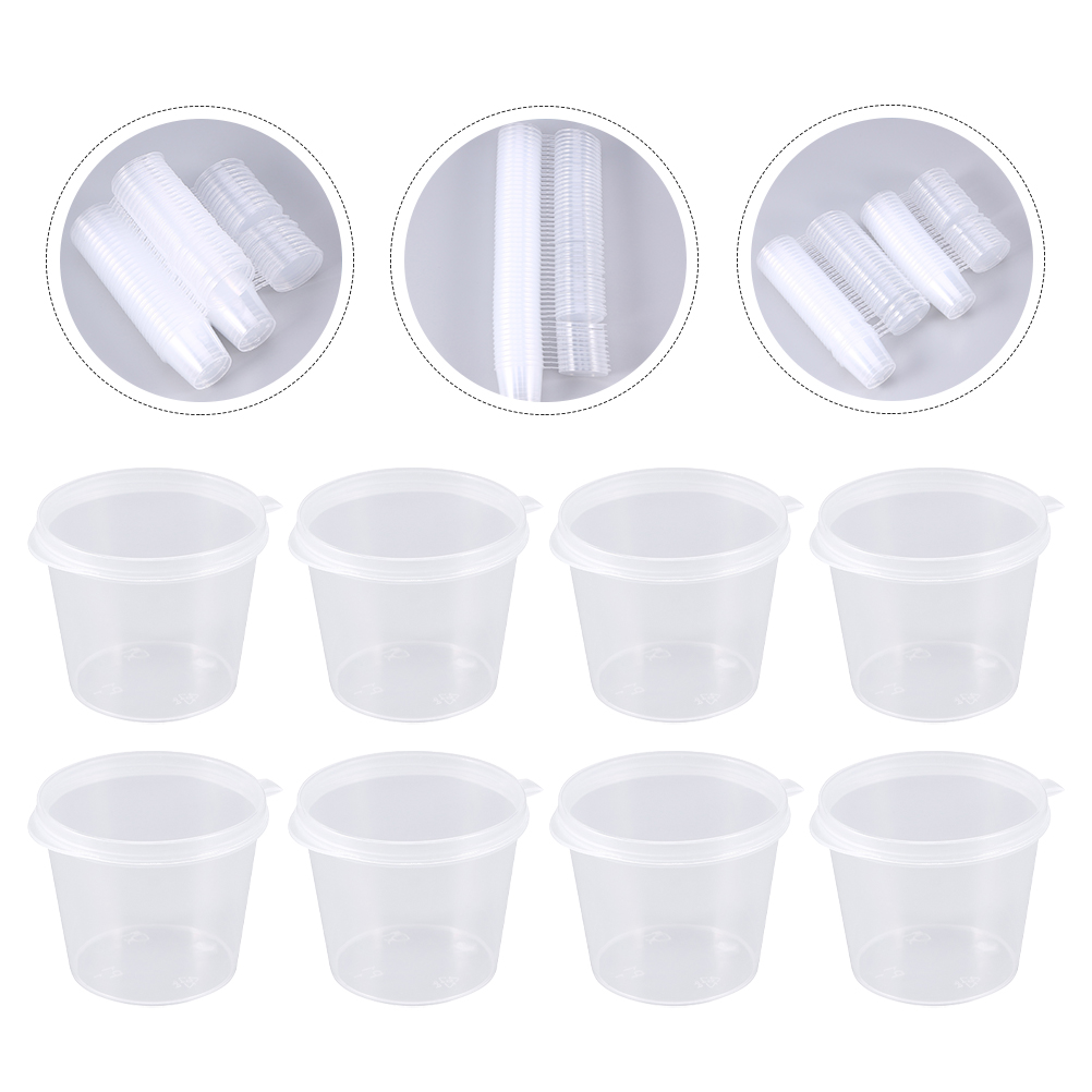 100Pcs Plastic Saus Cups Ronde Opslag Cups Ronde Opslag Container Met Deksel