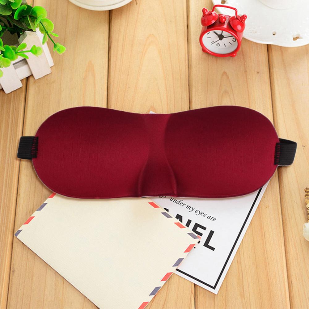 3d sovemaske naturlig sovende øyemaske øyenskygge dekke skygge øyelapp myk bærbar binde til øynene reise slappe øyelapp: Vinrød