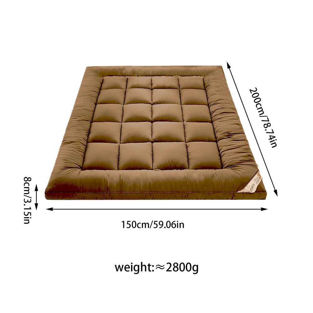 Matelas de tatami simple et double pour adultes, surmatelas doux et confortable, chambre à coucher, optique, 10cm, double, reine, king size: Brun moyen
