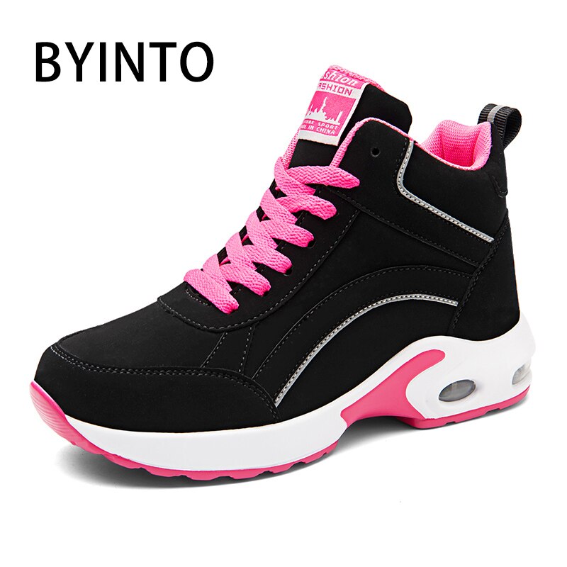 Wysokie góry platforma kobiety Sport Tenis buty poduszka powietrzna wodoodporne skórzane trampki kobieta botki Tenis Feminino Basket Femme