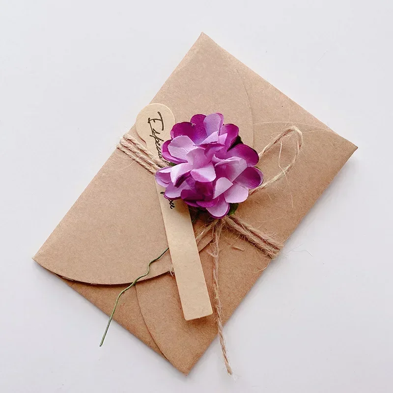 5pcs Mini Flower Envelopes with Paper Card Vintage Envelopes DIY Kawaii Christmas Party Postcards Invitation Cards Cover: Blue