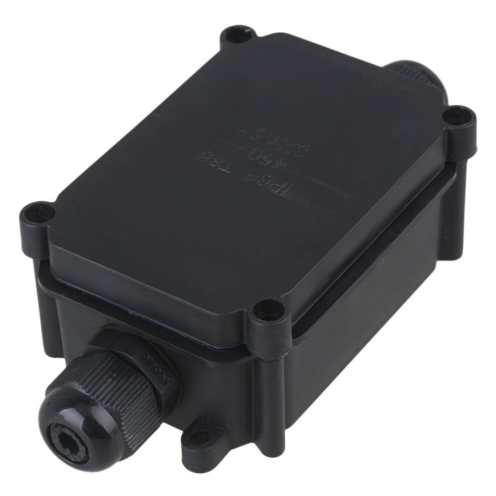 Waterproof Black Plastic Cable Wire Connector Gland Electrical 2-Cable Junction Box IP66