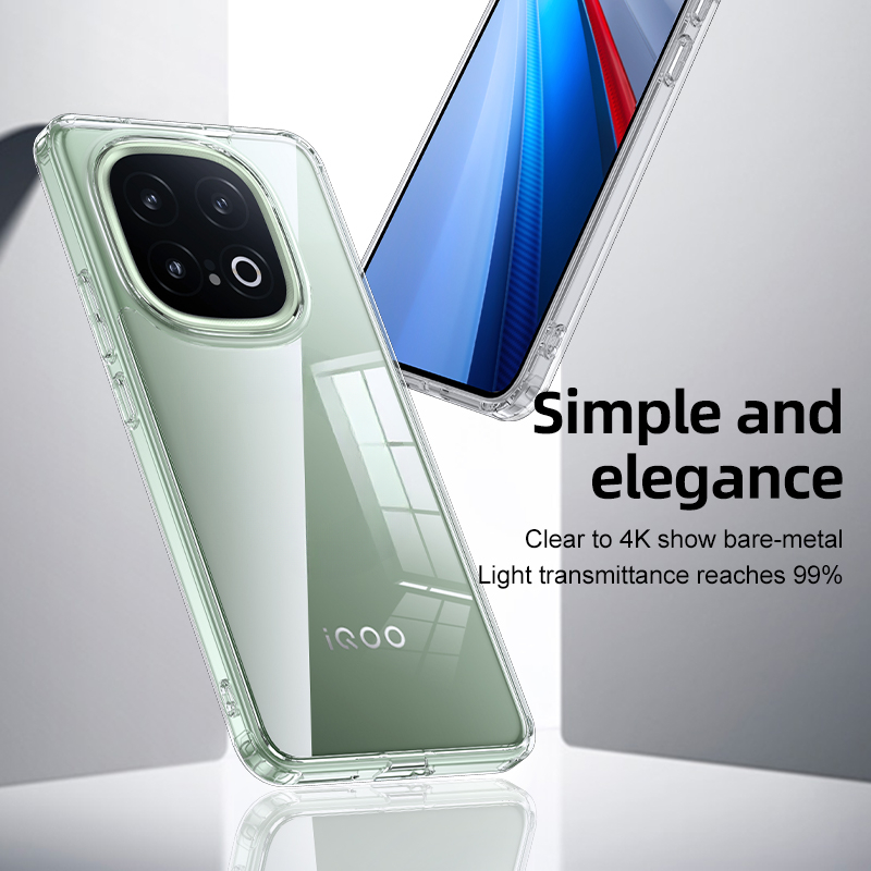 funda dla Vivo iQOO 13 etui kryształ jasne twardy PC Odporna na wstrząsy ochrona aparatu Przezroczysta osłona dla iQOO 13” tekstowa