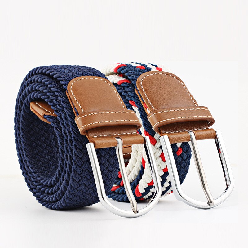 Cinturones de lona elástica para mujer, de , a la , hebilla de punto, cinturón ajustable, cinturones de lona para vaqueros, novedad de