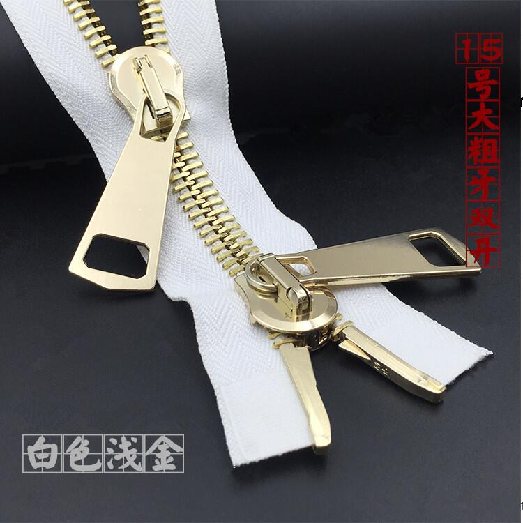 big zipper 15# metal double sliders zipper down jacket coat two way zipper 1piece 70cm 85cm 100cm black white pocket zip