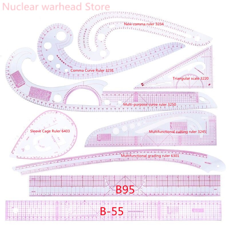 9 Piece Set Metric Clothes Curve Sewing Ruler Draw... – Vicedeal