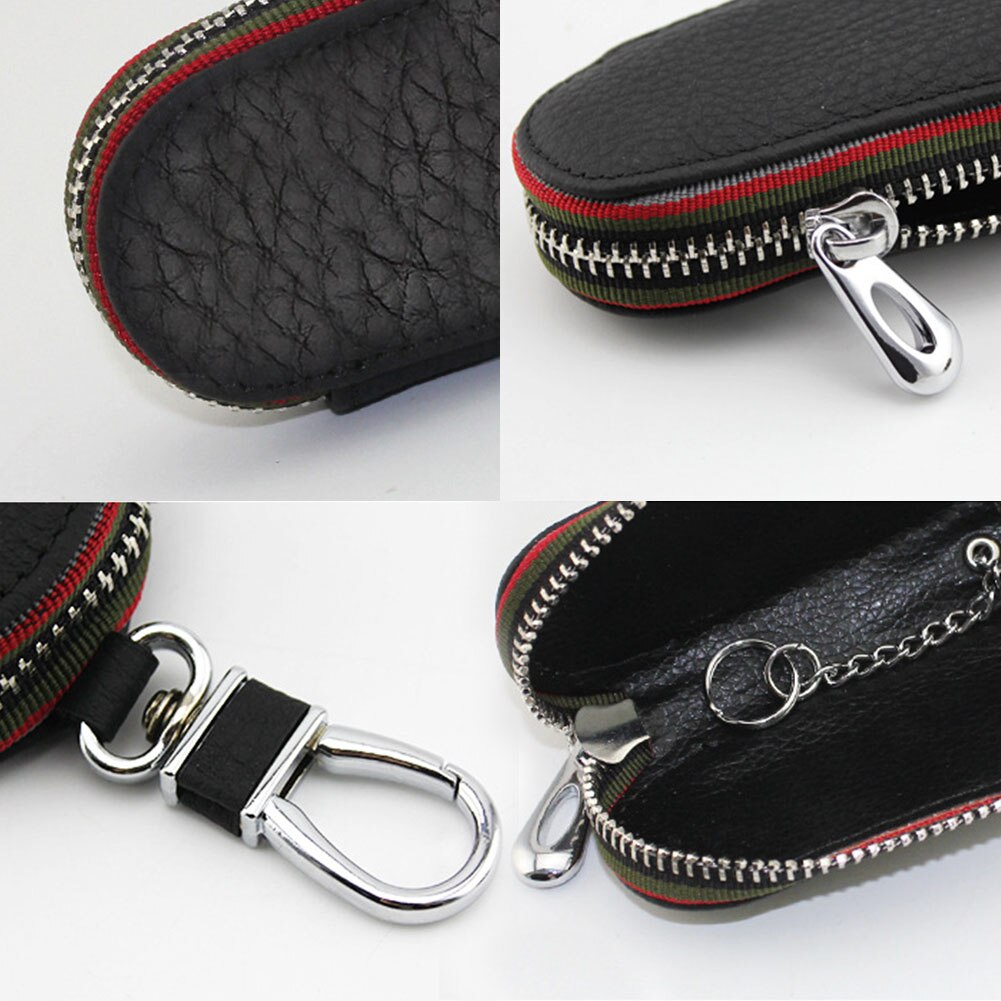 Mode Vrouwen Mannen PU Lederen Auto Sleutelhanger Houder Etui Organizer Bag