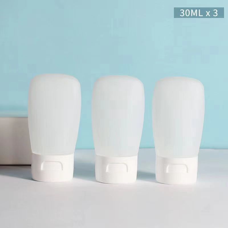 Butelka wielokrotnego użytku 30/60/100 ml, 3 szt./zestaw, miękki pojemnik na balsam, tubka robić wyciskania, pusta butelka, przenośna podróżna butelka na kosmetyki, szampon: Jasno szary