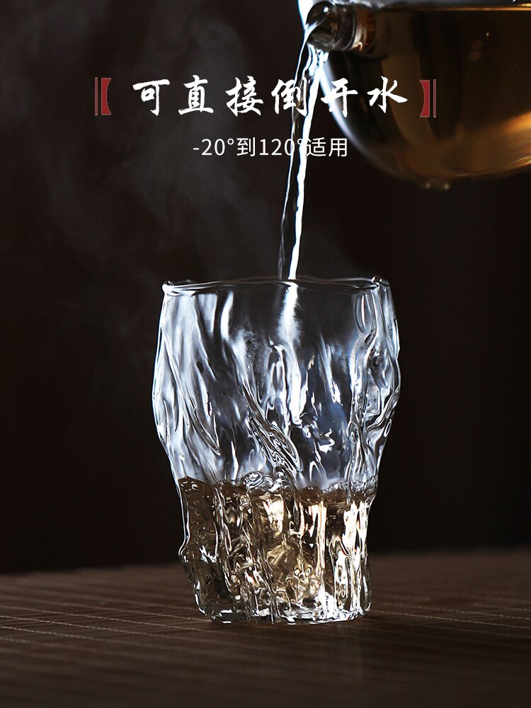 270ml Japanese style glass red wine glass hammered tea cup heat-resistant Japanese tree pattern transparent tea cup water cup