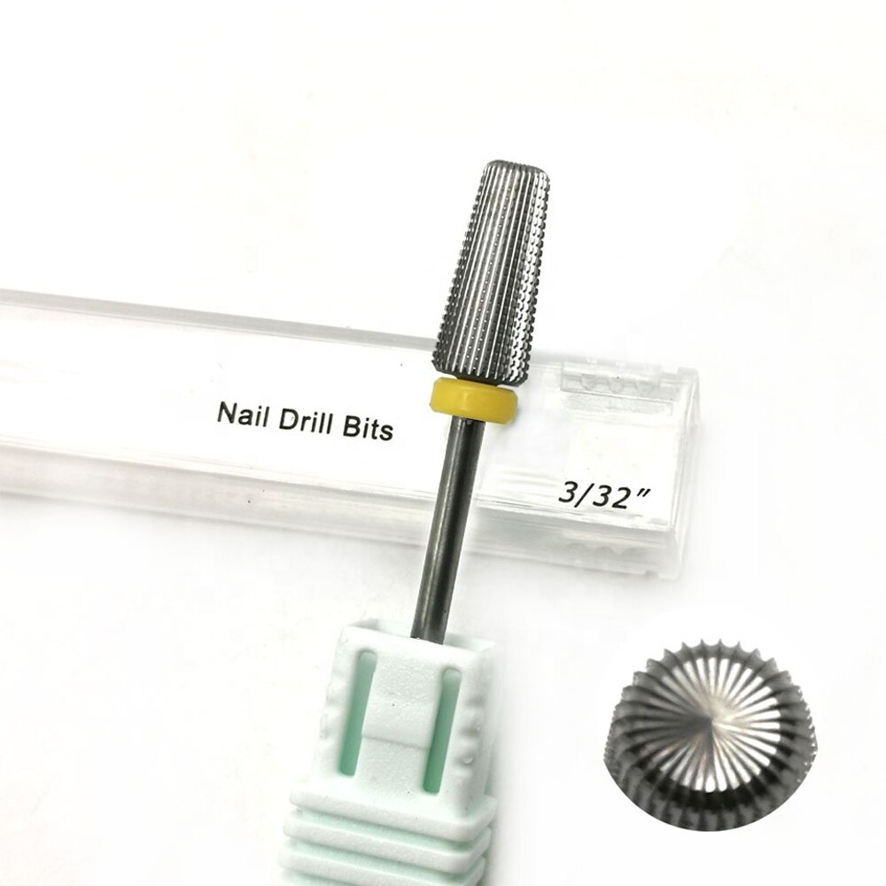 Broca de carburo de tungsteno para uñas, 7 tipos de brocas para pulidora de uñas, accesorios para manicura Nail Art, revestimiento de plata cónico