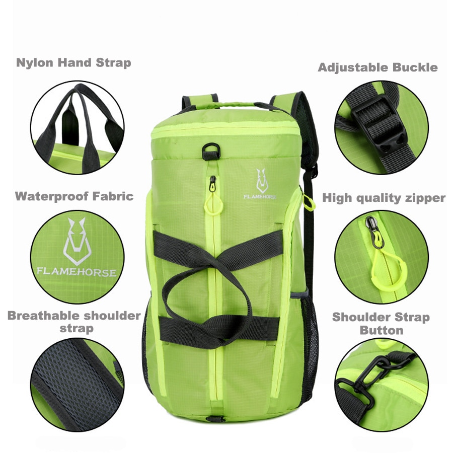 Foldable Sport Bag Polyester Gym Bag For Men Women Pink With Compartments Waterproof Backpack Outdoor Fitness Traveling 20L