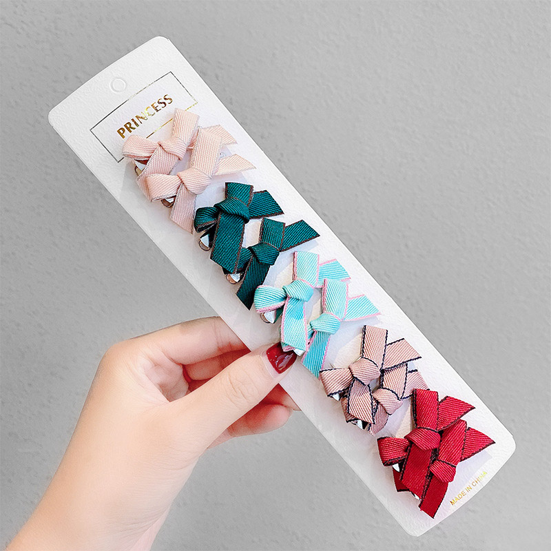 Barrettes avec nœud pour bébé fille, 10 pièces, ruban, Clips à pois rayés, Plaid, épingles à cheveux, accessoires pour enfants: style6