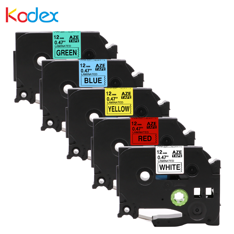 Kodex Bande 12mm Blanc Stratifié Jaune Pour Frère Étiquette Bande Ptouch tze231 tze431 tze531 tze631 tze731 tze 231 431 531 631 731